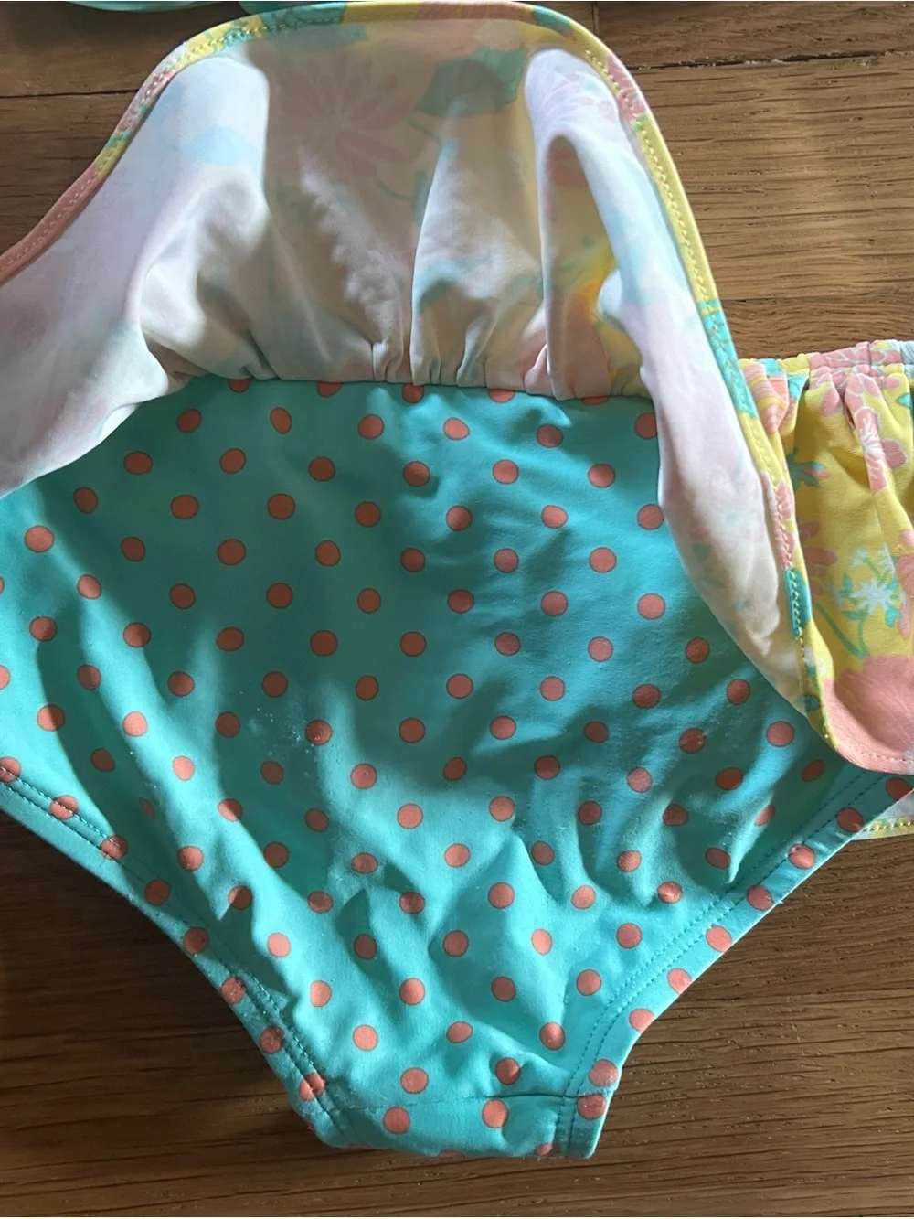 Matilda Jane Yellow Floral Bikini Set with Aqua & Pink Ruffles